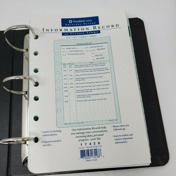 1999 Franklin Covey Fdp 19079 Classic Time Management Storage Binder - Picture 3 of 9